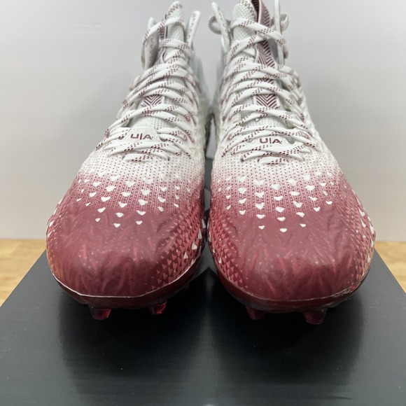 Under Armour Men's 13 Spotlight Clone 3.0 MC Football Cleats 3026334-107 WHT/RED - Picture 4 of 12